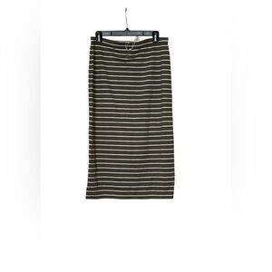 Women’s Max Studio Cotton Green/Off White Midi Pull on skirt, size Large, NWT